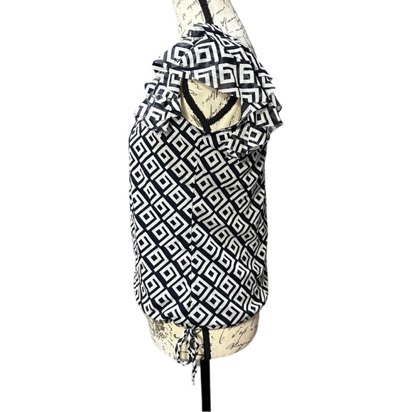 INC International Concepts Navy Blue and White Blouse Size small - Picture 5 of 5